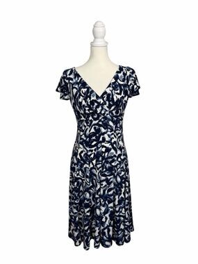 Lauren Ralph Lauren Faux Wrap Dress Size 6 Fit Flare Flutter Sleeve Career Party
